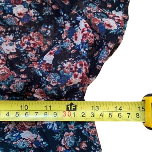 Zara maxi dark floral print chiffon long sleeve dress - Picture 9 of 16